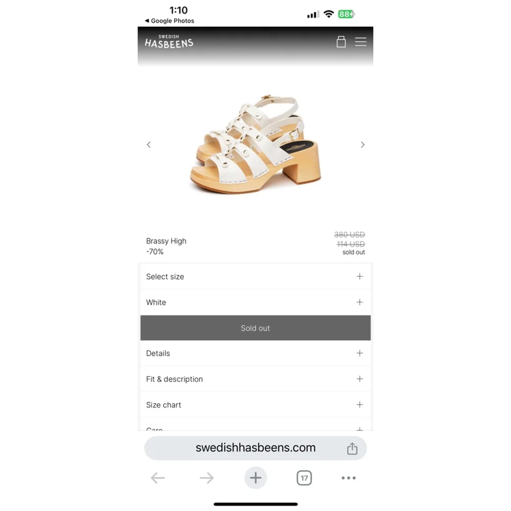 Women's Swedish Hasbeens Handmade Brassy High Sandals Size 38 White Sandals - Picture 9 of 16